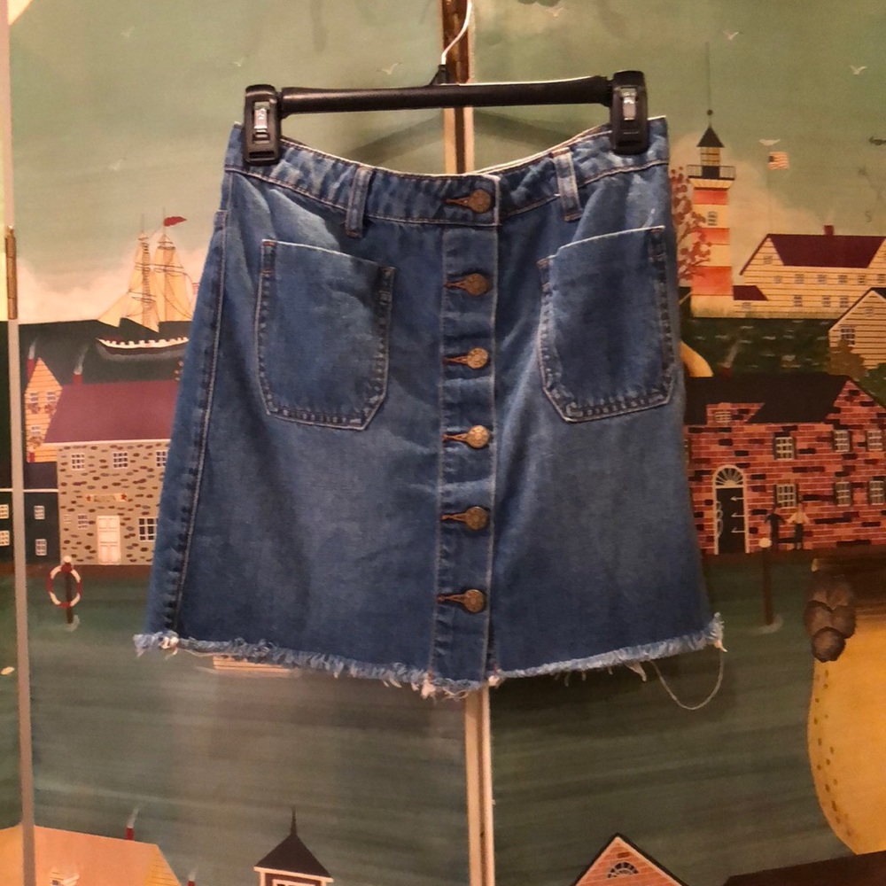 BDG button front denim skirt